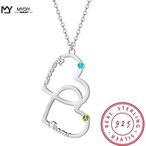 925 Sterling Silver May New Fashion Elegant Double Love Custom Name Necklace Women Wedding Party Fine Jewelry Gift Summer