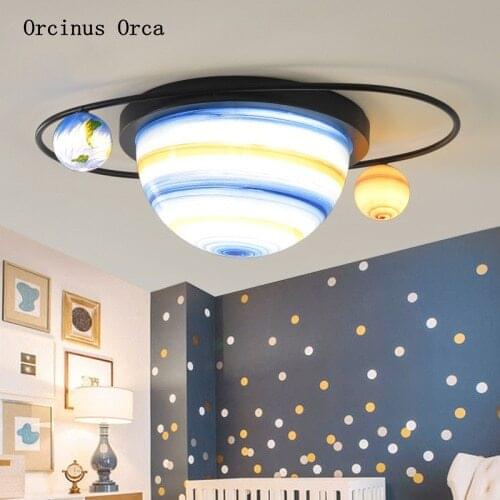 American Creative planet chandelier boy bedroom childrens room lamp cartoon romantic universe star led Chandelier