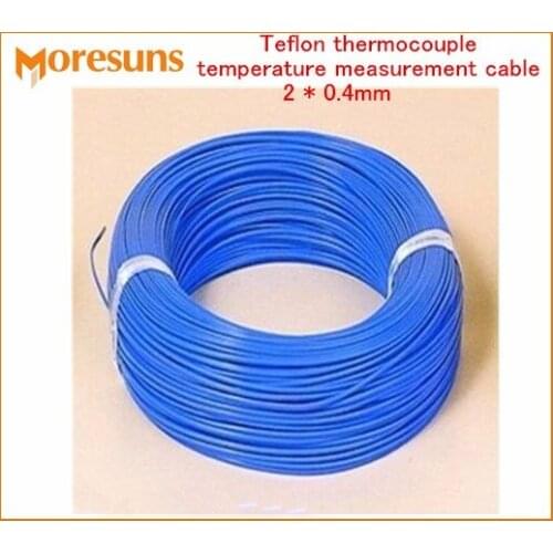Free Ship 20M/lot K Type Blue THERMO-COUPLE WIRE Thermocouple Thermocouple Temperature Measurement Cable 2*0.4mm
