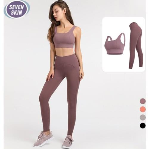 SEVEN SKIN Seamless Yoga Set Women Fitness Sportswear Gym Workout Sleeveless Crop Top High Waist Leggings+Sport Bra Sports Suits