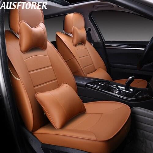 AUSFTORER Genuine Leather Cover Seats for Lincoln MKX Cowhide Auto Seat Covers Custom Cushion Front & Rear Supports Accessories
