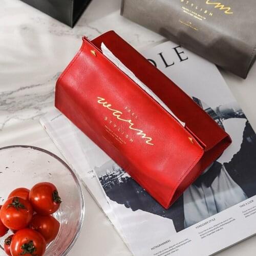 Storage Case Desktop Napkins Holder Dining Table Decoration Nordic Leather Removable Tissue Box Home Car Creative Paper Towels