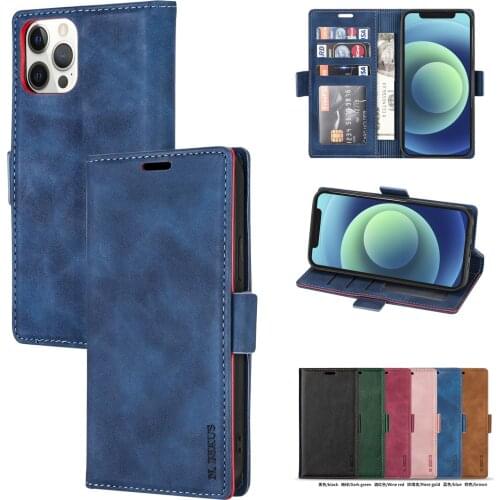 Leather Wallet Case for iPhone 11 12 Pro Max Mini XR XS 8 7 6s Plus SE 2020 Flip Cover Skin Feel Magnetic Protection Fundas Etui