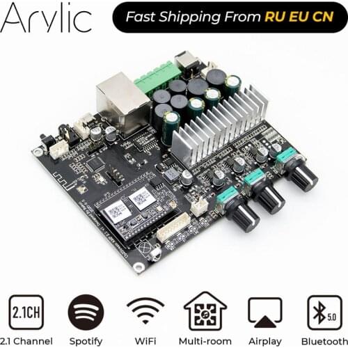 WiFi and Bluetooth 5.0 Class D digital multiroom audio Wireless 2.1 Channel Stereo Amplifier Board Up2stream Amp 2.1