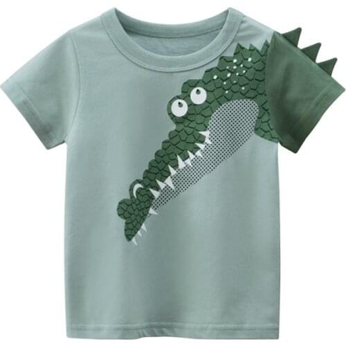 Yocute Kids Boys T-shirt Childrens Clothing 2021 Summer New Dinosaur Printing Short Sleeve Shirt Cotton Casual Style Boys Wear