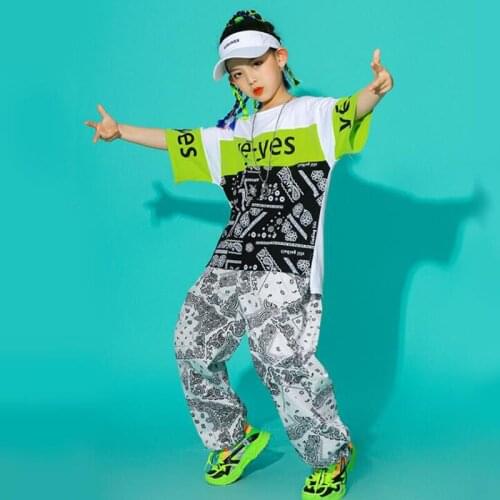 Kids Hip Hop Dance Outfits Boys Girls Carnival Clothing Graffiti Tee Pants Shorts Ballroom Jazz Dance Clothes Show Rave Wear
