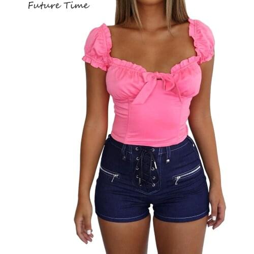 Jeans Shorts Stretch Elastic Mid Waist 2020 Spring and Summer Fashion Trending Women Shorts Washed Blue Denim C2148