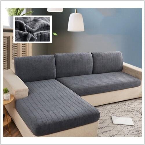 Elastic sofa Cover Polar Fleece Long Plush fundas para sofás 1/2/3/4 Seat Thick Jacquard Couch cover Winter Furniture