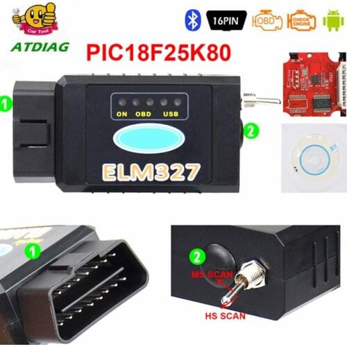 ELM327 USB FTDI PIC18F25K80 Chip ELMconfig Code Reader for HS CAN/MS CAN Forscan ELM 327 Bluetooth OBDII Diagnostic Tool
