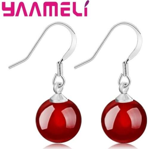Hot Sale New Fashion Multi-colored Exquisite Bead With Woman Girls Trendy Valentines Day Gift 925 Sterling Silver Earring