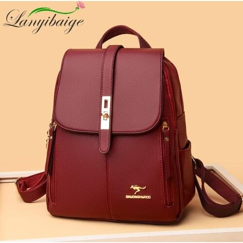 Hot Sale PU Leather Fashion Backpack Ladies Casual College Style Travel Student Backpack Light Luxury Designer Bag Sac A Dos New