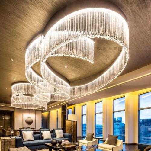 Custom crystal lamp hotel lobby chandelier hall club front desk sales department sand table custom mall large lamps