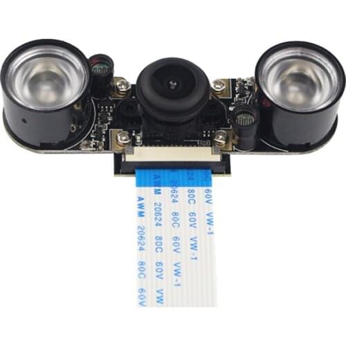 Night Vision Fisheye Camera 5MP OV5647 130 Degree Focal Adjustable Camera +Case for Raspberry Pi 3 Model B Plus