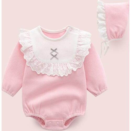 Princess Spring Long Sleeve Lace Newborn Baby Girl Bodysuits Tops Clothes Infant Girls Jumpsuits