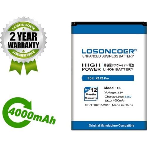 LOSONCOER Battery 4000mAh Battery For DOOGEE X6 X6 Pro Mobile Phone