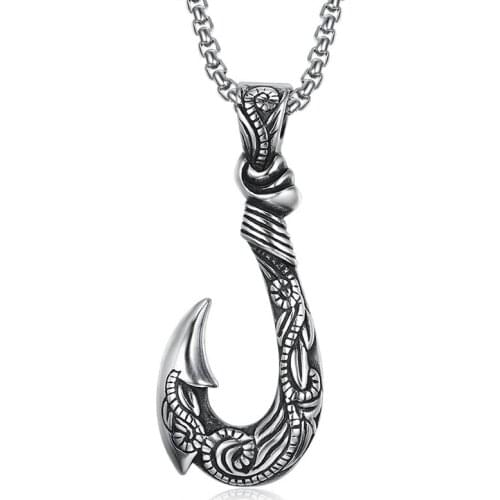Mens Vintage Pirate Hook Shape Necklace Pendant Punk Jewelry