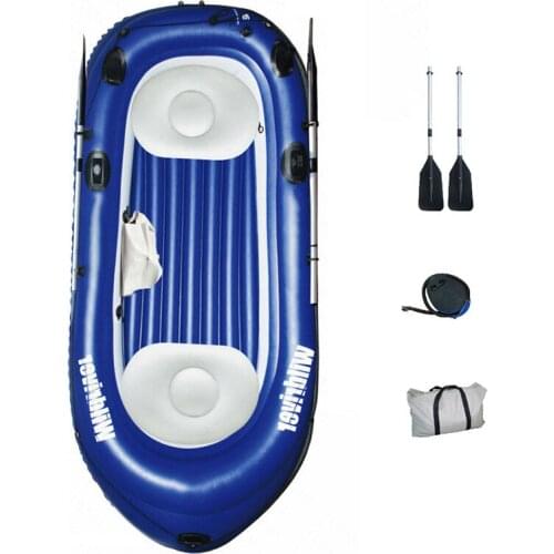 Inflatable Kayak Boat Max Load 225kg Fishing Rowing PVC Boat Dinghy Raft for 3 People with Paddle Foot Pump Storage Bag Cushion