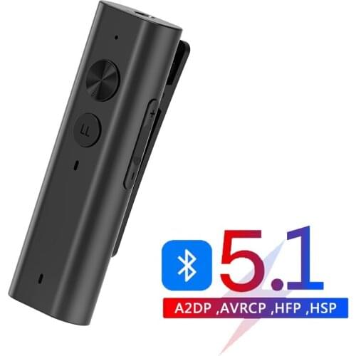 New Bluetooth 5.1 Receiver AUX Bluetooth Audio Adapter 3.5MM Stereo Interface Wireless Music Receiver Hands-free Call Clip