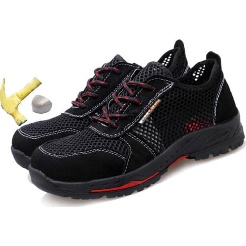 Labor Insurance Shoes Summer Breathable Mesh Shoe Steel Toe Caps Anti-puncture Wear-resistant Anti-slip Casual Work Safety Shoes