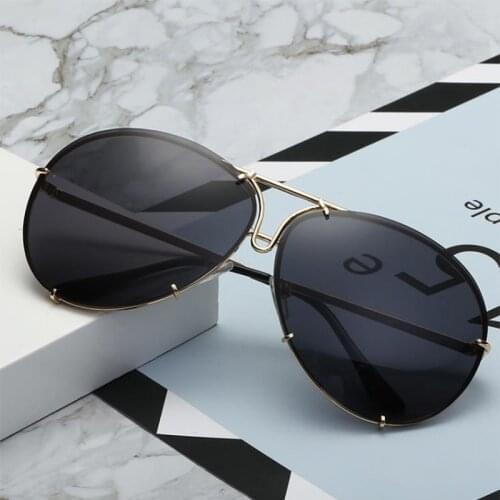 Oversized Womens pilot sunglasses fashion Luxury Brand designer Metal retro Sunglasses For Female mirror ladies Glasses UV400