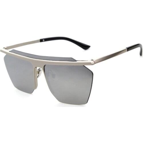 New Oversized Rimless Sunglasses Women Men Flat Top One Piece Sun Glasses Female Vintage Blue Square Eyewear UV400 Oculos