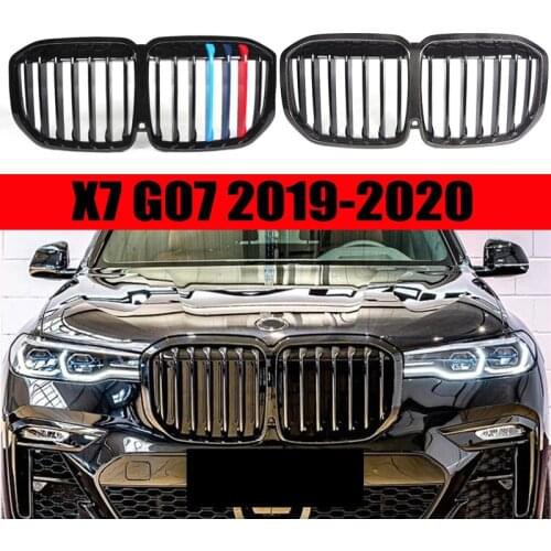 1set Carbon/GlossBlack/Tricolor Car Front Bumper Racing Grille For BMW X7 G07 NEW 2019 2020 M Power Performance Accessorie