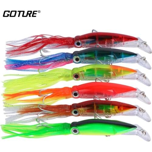 Goture Octopus Squid Fishing Lure 14cm/40g 6pcs/lot Trolling Hard Artificial Fishing Bait Squid Jigs
