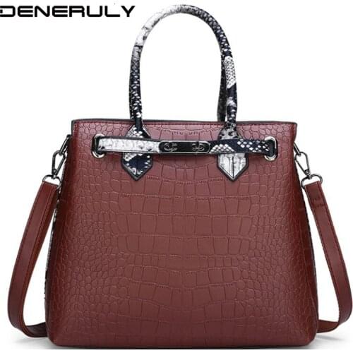 Luxury Crocodile Leather Handbags Women Bags Designer Brand Famous Vintage Women Shoulder Bags High Quality Leather Tote Bag