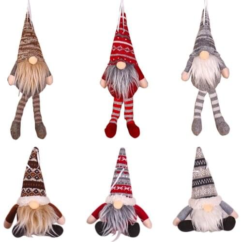 Christmas Striped Cap Faceless Gnome Santa Doll Pendant Nordic Gnome Land God Doll Christmas Tree Hanging Ornaments Doll Decor