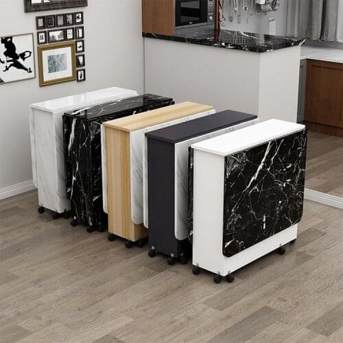 Folding Dining Table Simple Multifunctional Dining Small Table Small Apartment Rectangular Removable Retractable Marble Texture