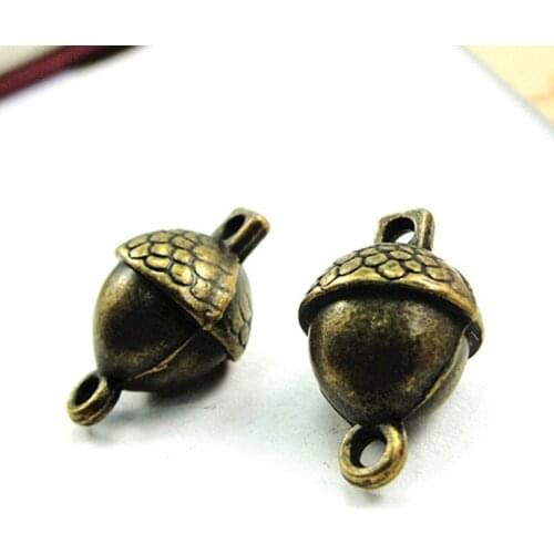 RONGQING 50pcs/lot Jewelry Findings Connectors 17*10MM Restoring ancient ways Pine cone Nuts Pendant