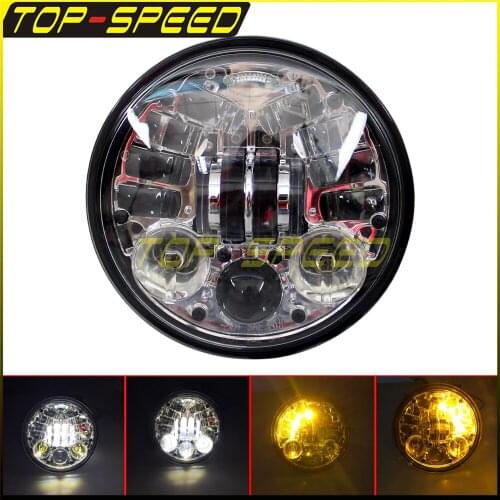 5.75" LED Headlight Chrome Turn Signals Light Hi-Low Beam Head Lamp Motorcycle For Harley Chopper Bobber Dyna Sportster Softail