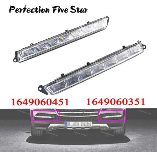 Pair L R LED Daytime Running Light Fog Lamp For Mercedes-Benz X164 X166 GL320 GL350 ML63 AMG 1649060351 1649060451