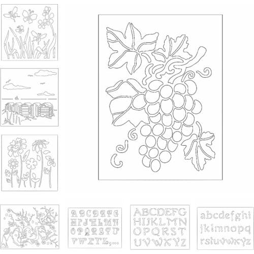 Grapes Plants House Alphabet DIY Plastic Stencil Embellishment Craft Card Album Embossing Template Scrapbooking New 2019