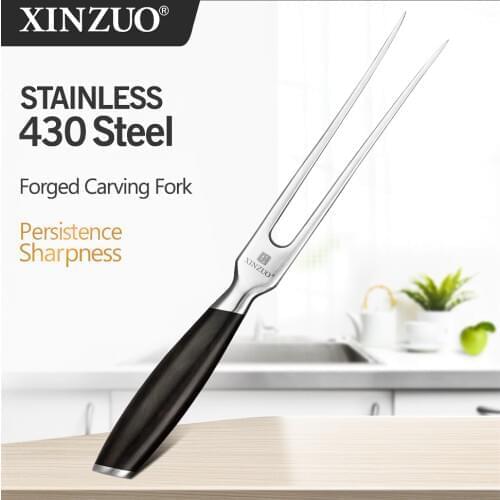 XINZUO 155mm Carving Fork And 10 inch Knife Set Fork Tableware Set Stainless Steel Carving Meet Fork Kitchen Dining For Barbecue