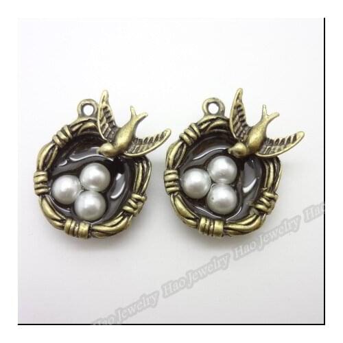 20pcs Vintage Charms Bird Pendant Antique bronze Fit Bracelets Necklace DIY Metal Jewelry Making