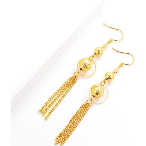 HANGING LONG TESSEL DROP EARRINGS FOR WEDDING ENGAGEMENT JEWELRY WOMENS 14K GOLD EARRINGS FOR WOMAN GIRLFRIEND BIRTHDAY GIFTS