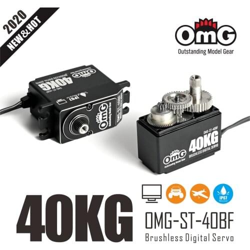OmG 40KG Waterproof IP67 CNC Full Metal Brushless Motor High Voltage Servo Fit for 1:8 RC Vehicle and Above 60CC Large Plane
