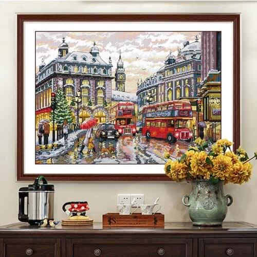 Вышивка крестиком набор Street city landscape painting of London England cross stitch kits printed fabric 11ct needlework