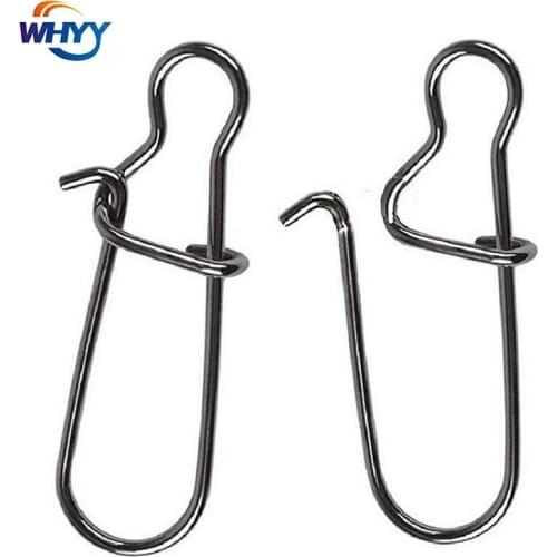 100Pcs/lot Fishing Safety Snaps Fishing Bait Connector Stainless Steel Hook Lock Snap Swivels Solid Rings