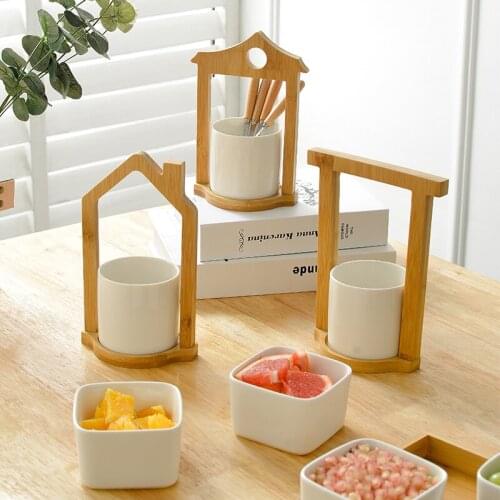 Japanese Fruit Fork Stainless Steel Moon Cake Fork Set Ceramic Kitchen Storage Jar Table Decoration Kitchen Storage Supplies