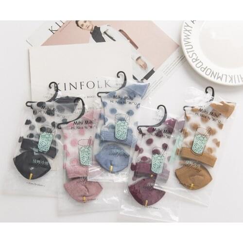 Women Socks 1 Pair Spring New Color Women Fashion Short Dots Socks For Women Breathbale Transparent Korean Style