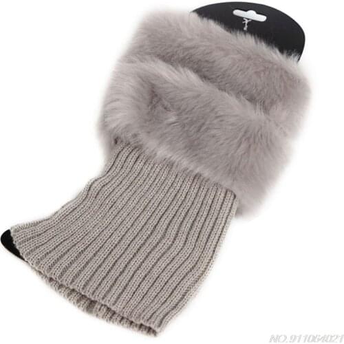 Womens Winter Warm Crochet Knit Fur Trim Leg Warmers Cuffs Toppers Boot Socks N11 20 Dropshipping