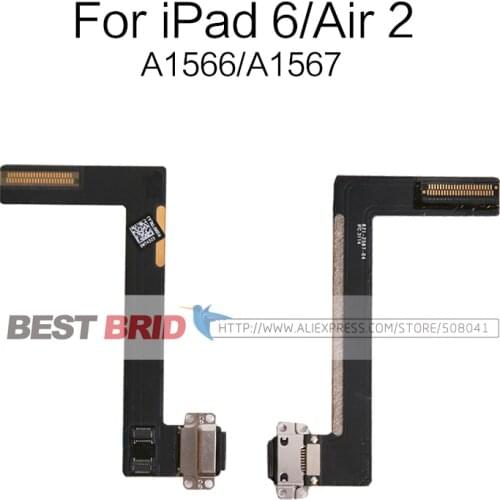 1Pcs New Charger Charging Port Dock USB Connector Flex Cable For iPad Air 2 A1566 A1567 Ribbon Replacement Parts