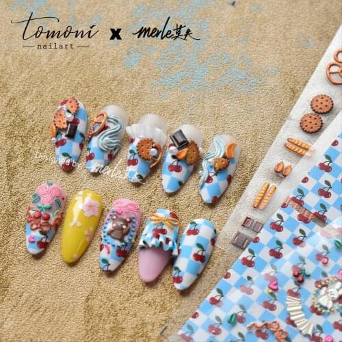 1pcs Summer Strawberry Cute Nail Sticker Cherry Nails Accesorios Plaid Twist Bowknot Manicure Nail Art Stickers Designer Sliders