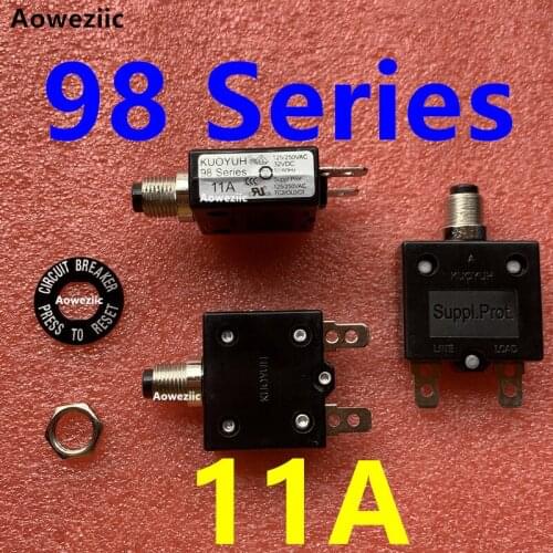 2Pcs KUOYUH 98 Series 11A Thermal overcurrent overload protector Manual reset Switch fuse Leakage switch Circuit breaker
