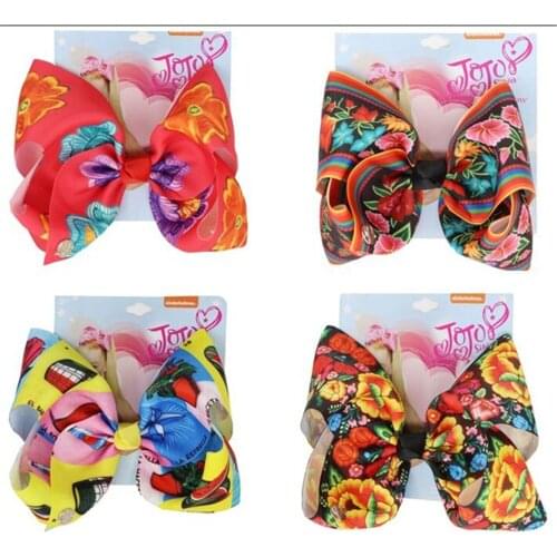 2020 Valentines Day flowers Bowknot 8" Large Hair Clip For Girls Kids Handmade Hairpin Hair Bow Hair Accessories 12pcs