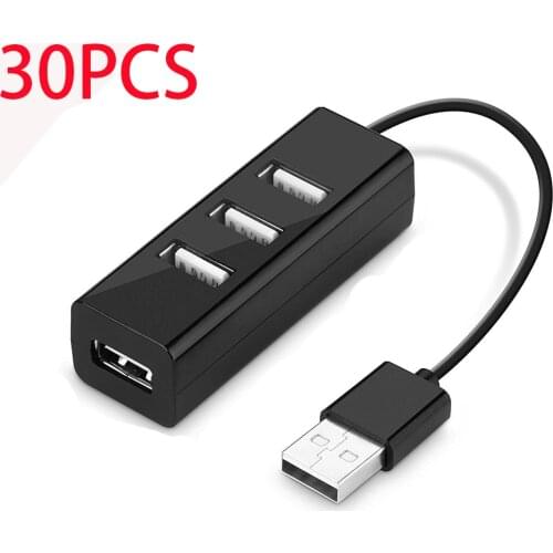 30PCS USB Hub 4 Port Expander Adapter USB 2.0 Hub Multi USB Splitter USB-Hub Card Reader For PC Computer Accessories