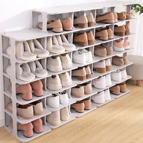 4Pcs/6Pcs Shoe Rack Simple Combination Shoebox Space-saving Shoe Cabinet Storage Box Home Decor for Bathroom Dormitory