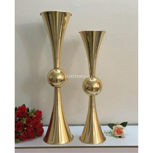 5pcs Flower Vases Road Lead Stand Candle Holders Golden Vase Home Decoration Living Room Ornaments Vases for Wedding Decoration